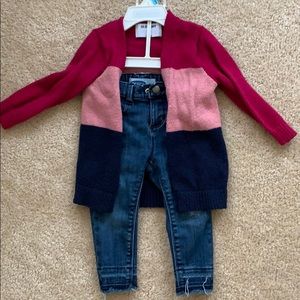 Toddler girl cardigan and jeans